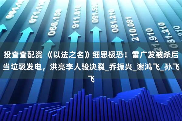 投查查配资 《以法之名》细思极恐！雷广发被杀后当垃圾发电，洪亮李人骏决裂_乔振兴_谢鸿飞_孙飞