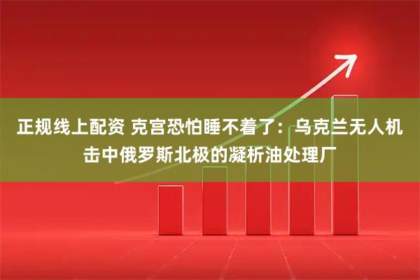 正规线上配资 克宫恐怕睡不着了：乌克兰无人机击中俄罗斯北极的凝析油处理厂
